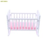Maison de poupe, rose clair, blanc, accessoires de jouets, berceau de lit, berceau