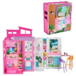 Maison de vacances - barbie - coffret avec poupe - 4 zones de jeu - rose - 3 ans et plus