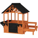 Maisonnette enfant porte comptoir evier 2 etag�res table picnic bois pr� - huil� noir