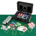 Mallette aluminium de poker - costway - 300 jetons + 2 jeux de 54 cartes + 5 ds + 1 jeton croupier + ...