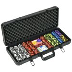 Mallette pro de poker coffret pro poker 500 jetons 2 jeux cartes 5 d�s 3 boutons aluminium noir