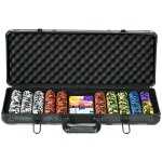 Mallette pro de poker coffret pro poker 500 jetons 2 jeux cartes 5 d�s 3 boutons aluminium noir