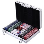 Mallette pro poker coffret complet 30l x 21l x 6, 5h cm 200 jetons aluminium