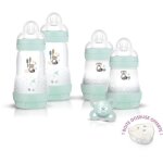 Mam coffret naissance nature - aqua - 4 biberons + 1 sucette + 1 boite doseuse Mam coffret naissance nature - aqua - 4 biberons + 1 sucette + 1 boite doseuse