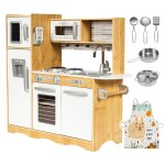 Mamabrum cuisine enfant en bois eclairage led xxl 93 * 30 * 83 cm cm ustensiles tablier frigo micro - ...