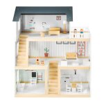 Mamabrum maison de poupées en bois avec grande terrasse 4 figurines, 3 etages, 2 chambres, cuisine, salon ... Mamabrum maison de poupées en bois avec grande terrasse 4 figurines, 3 etages, 2 chambres, cuisine, salon ...
