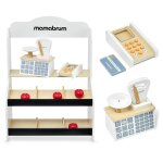 Mamabrum marchande enfant en bois 67 * 46, 5 * 22 cm - stand vendeur balance, terminal avec carte & 4 ...