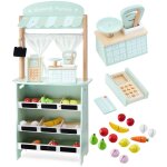 Mamabrum marchande enfant & thtre en bois 97 * 48 * 24 cm - 2en1 grand stand vendeur - caisse, balance ...