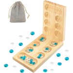 Mancala jeu de socit - kalaha - jeu de pierres - jeu de stratgie - bois naturel epais + belles pierres ...