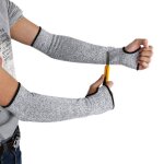 Manchons de bras r�sistants a la chaleur, boucle de poignet et de pouce, coupe de s�curit� grise