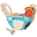 Manhattan toy musical chicken wooden instrument for toddlers with xylophone, drumsticks, cymbal maraca ...