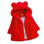 Manteau a capuche en fausse fourrure pour fille, veste polaire d'hiver chaude - 4