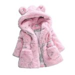 Manteau a capuche en fausse fourrure pour fille, veste polaire d'hiver chaude - 5