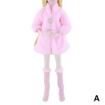 Manteau de fourrure douce multicolore a manches longues, hauts, robe, accessoires d'hiver, poupe chaude, ...