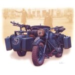 Maquette moto allemande bmw r75 avec side - car Maquette moto allemande bmw r75 avec side - car