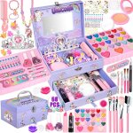 Maquillage enfant jouet filles, 68pcs lavable malette maquillage jouet, coffret maquillage enfant filles ...