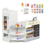 Marchande enfants - costway - 15 accessoires - distributeur automatique - tableau noir - gris