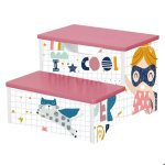 Marchepied enfant ginger home super girl � tabouret bois 2 marches pour salle de bain, cuisine ou chambre, ...