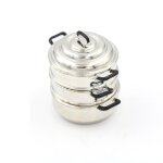 Marmite de cuisson en mtal a 3 couches, micro cuiseur vapeur, accessoires pour maison de poupe, miniature ...