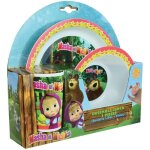 Masha et michka ensemble repas incluant 1 verre 220 ml. 1 assiette et 1 bol micro - ondables pour enfant ...