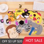 Masques animaux eva pour enfants, 7 pi�ces, chapeau, jouets mignons, accessoires de performance, drame ...