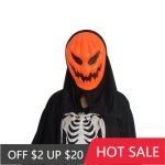 Masque facial amusant et effrayant, t�te de mort orange, chapeaux de f�te, jouets de divertissement pour ...