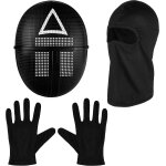 Masque the game + cagoule + gants noirs + 1x carte de jeu pour halloween, mardi gras & carnaval comme ...