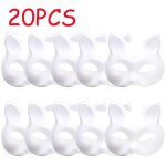 Masques therian masques de chat blanc blanc bricolage masque d'halloween animaux demi - masques mascarade ...