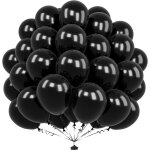 Matte black balloons 50 pieces 12 inch, latex for men women birthday party baby shower wedding halloween ...