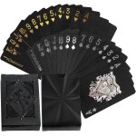 Mdy - lot de 2 jeux de cartes a jouer noires en plastique - 54 cartes de jeu impermables - pour la maison, ...