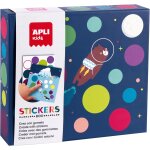 Mdy - apli kids 19140 - jeu de gommettes  fly to the moon  - complter les fiches illustres avec des ...