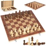 Mdy - jeu d'checs en bois, 3en1 jeu d'checs et dames, international chess, portable chess, echiquier ...