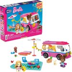 Mega barbie aventure en camping - car de rve avec 2 mini - figurines, jeu de briques de construction, ...