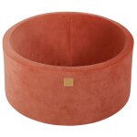 Meowbaby piscine a balles pour b�b� - rond 90x40cm piscine a balle pour enfant sans balle, velours, rouge ...