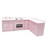 Meuble de cuisine en bois, modle de lavabo miniature librement combin, dcoration de maison de poupe ...