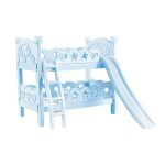 Meubles de lit superpos en plastique, jouets miniatures pour poupes bb mellchan, dcor bleu
