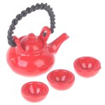 Meuble de maison de poupe 4 pices / ensemble 1:12, thire miniature avec couvercle + 3 tasses, service ...