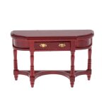 Meubles de maison de poupe, table de bureau demi - rond en bois europen avec tiroir, jouets de jeu, ...