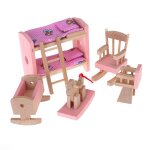 Meubles miniatures en bois pour maison de poupe 1 / 12, lit superpos, dcor, ensemble cheval de loisir ...