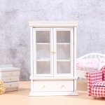 Meuble miniature en bois pour maison de poup�e, blanc, 1:12, accessoires, vitrine