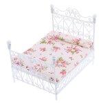 Meuble miniature pour maison de poupe 1:12, lit en mtal avec matelas, jouet accessoire