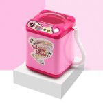 Meubles miniatures pour maison de poupe en plastique rose, mini machine a laver, jouet pour poupe, ...