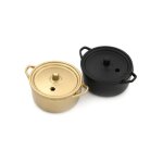 Meubles miniatures pour maison de poup�e, pot de cuisine en alliage de cuivre avec couvercle, jouets ...