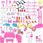 Meubles de poupe 94 pices, jouets, canap, chaussures, bijoux, accessoires de maison, cadeau pour fille, ...