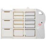 Meuble de rangement jouets enfant - duoku - 4 niveaux en forme d'lphant - etagre organisateur de jouets ...
