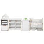Meuble de rangement jouets enfant - duoku - avec bibliothque et planche a dessin - grande etagre d'organisat ...