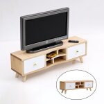 Meuble tv echelle 1:12, maison de poup�e en bois, miniature, double tiroir, d�cor de chambre a coucher ...