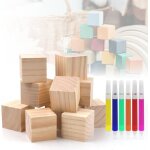 Mevronisshop - 10 pi�ces mini cubes en bois, 5 x 5 x 5 cm cubes carr�s naturelles blocs, blocs carr�s ...