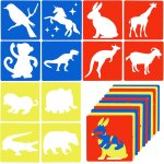 Mevronisshop - lot de 12 grands pochoirs pour enfant en forme d'animaux - 20 x 20 cm - pour enfants de ...