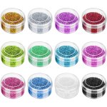 Mevronisshop - lot de 12 poudres paillet�es pour enfants, 12 couleurs extra fines, paillettes extra fines, ...
